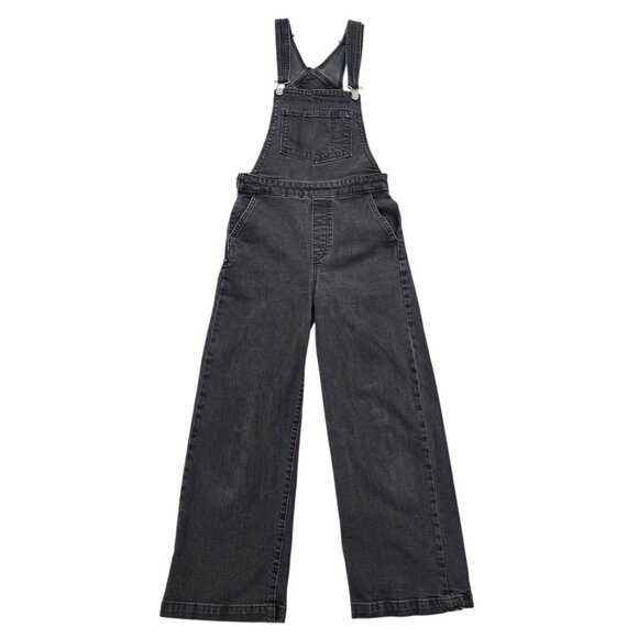 Levi's Premium Denim Ribcage Wide Leg Crop Overalls Side Zip Preppy Boho sz 26 - Picture 1 of 13